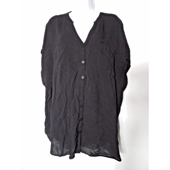 Torrid 4 4X Top Blouse Black Button Basic Sleeveless Rayon Career Casual - Picture 1 of 11